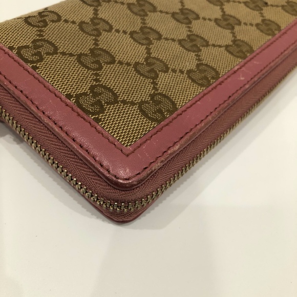 Gucci Pink GG Canvas Zip Around Wallet Sku#84384 (Gently used) - Picture 8 of 14